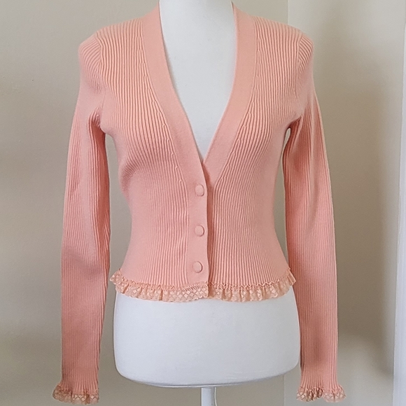 For Love And Lemons Pink Cardigan Sweater - Picture 6 of 9